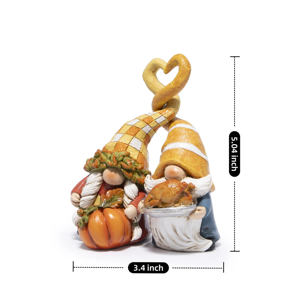 Thanksgiving Decorations for Table, Resin Fall Thanksgiving Figurines with Turkey, Pumpkin & Heart, Festive Gift for