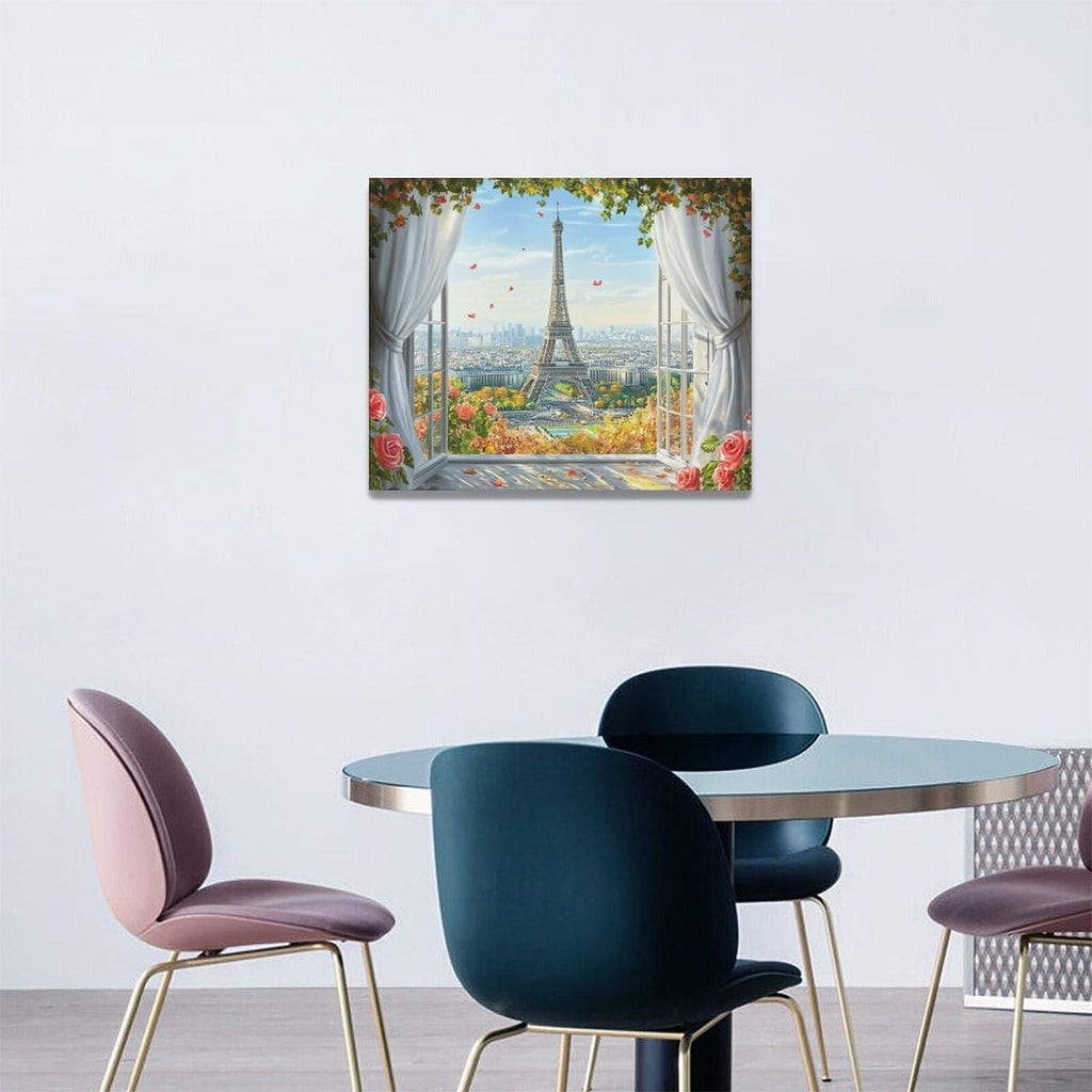 Eiffel Tower Wall Romantic Paris Pictures Wall Decor Rustic Fashion City Canvas Painting Print Flower Rose Artwork