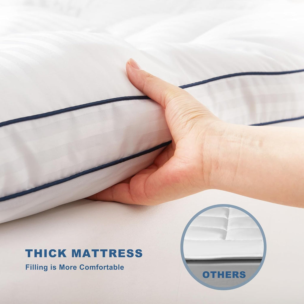 Full Size Mattress Topper, Thick Pillow Top Bed Cover Mattress Pad | Soft Mattress Cover for Back Pain Relief,Cooling
