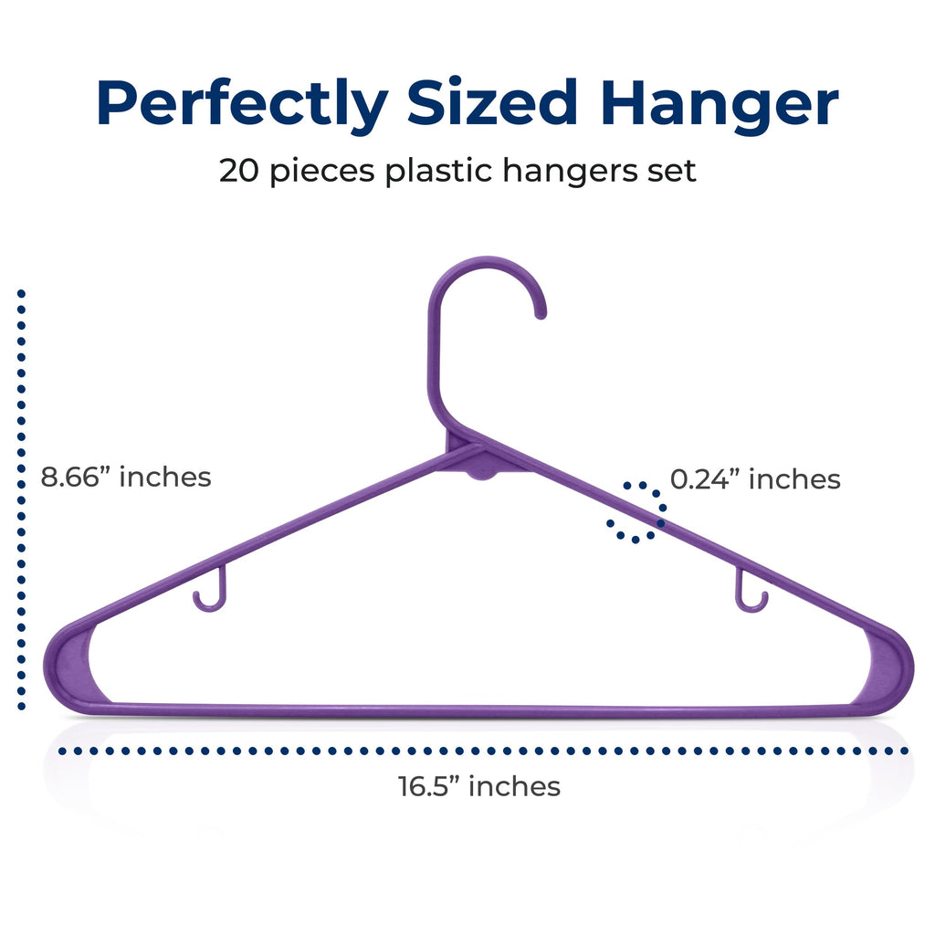 Premium 20 Pack Plastic Hangers, Lightweight, Durable, Space Saving Clothes Organizers, Suitable for Shirts
