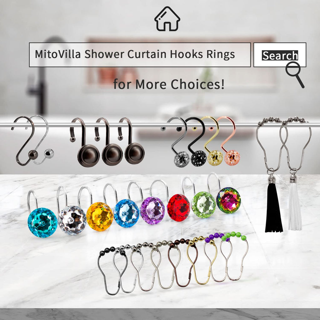 Aqua Diamond Crystal Bling Shower Curtain Hooks Rings, 24PCS