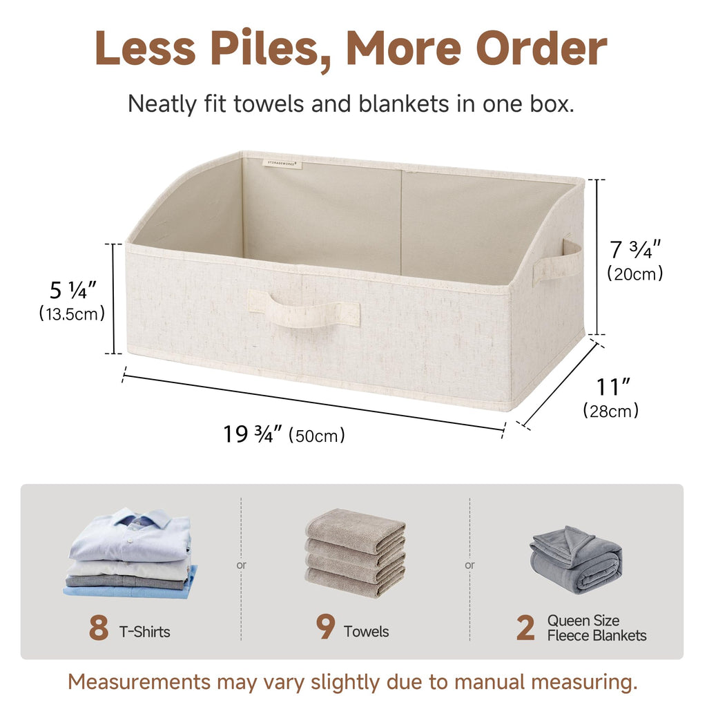 Bins, Beige(Cotton-linen), Large, 3-Pack