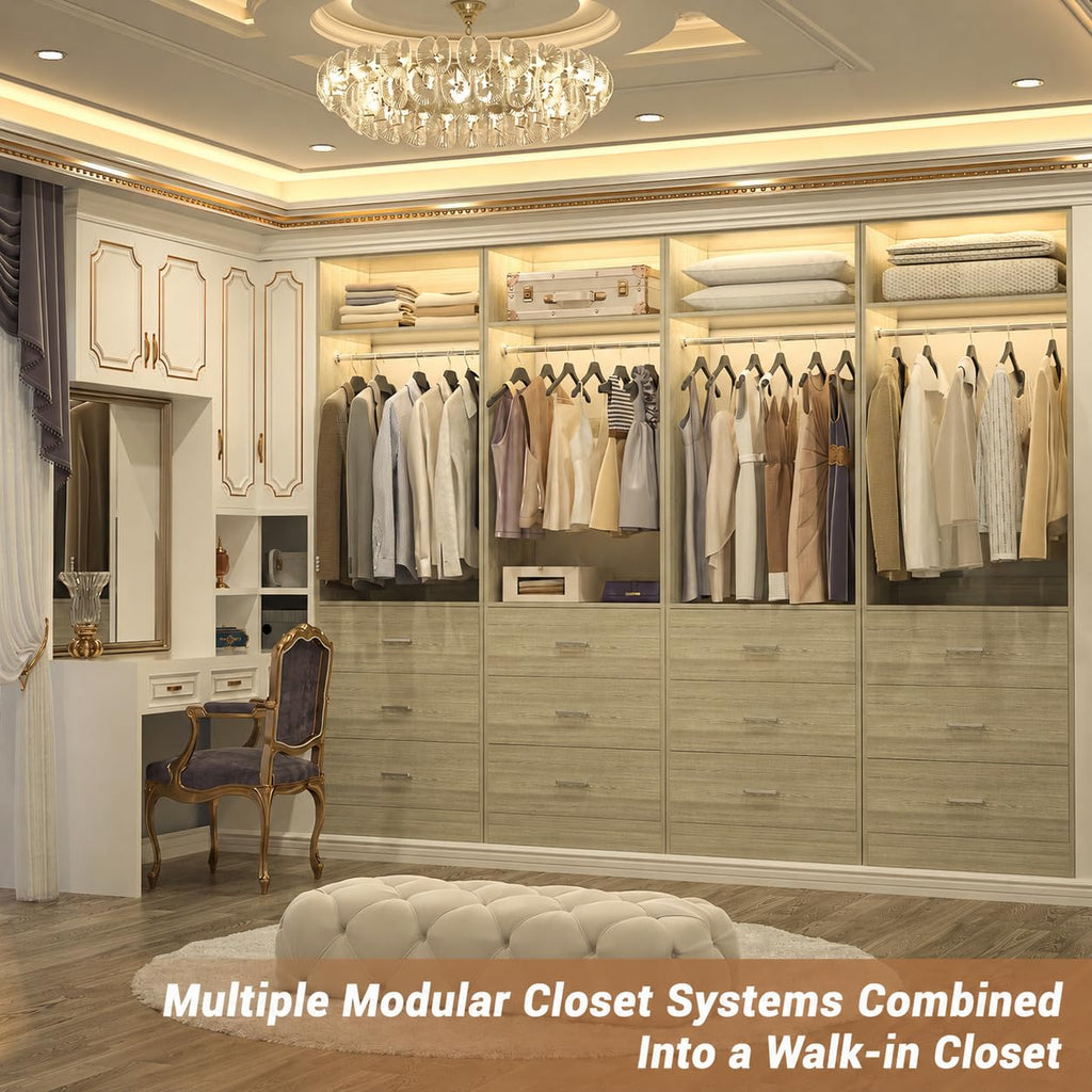 Closet Systems with 12 Wood Drawers, Closet System Set of 4