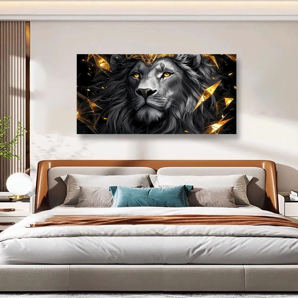 Black Lion Pictures Canvas Wall Art Office Bedroom Wall Decor, Beast of Prey Wall Art Print Modern Noble Black Lion