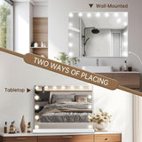 Hollywood Vanity Mirror with Lights, 23"x18" Lighted Makeup Mirror with 10x Magnification for Desk/Wall Mount, 15 Led