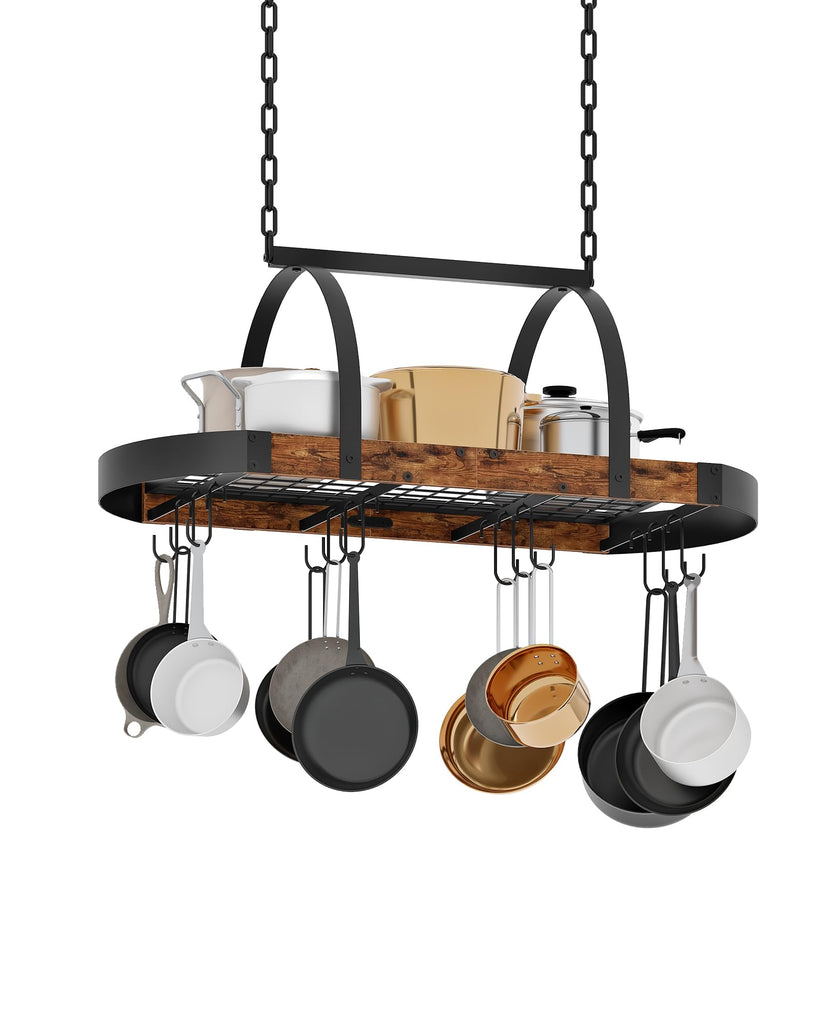 Hanging Pot Rack, Pot Hanger, Ceiling Mounted Pot Holder, Cookware Organizer with 12 S-Shaped Hooks, for Pot, Pan