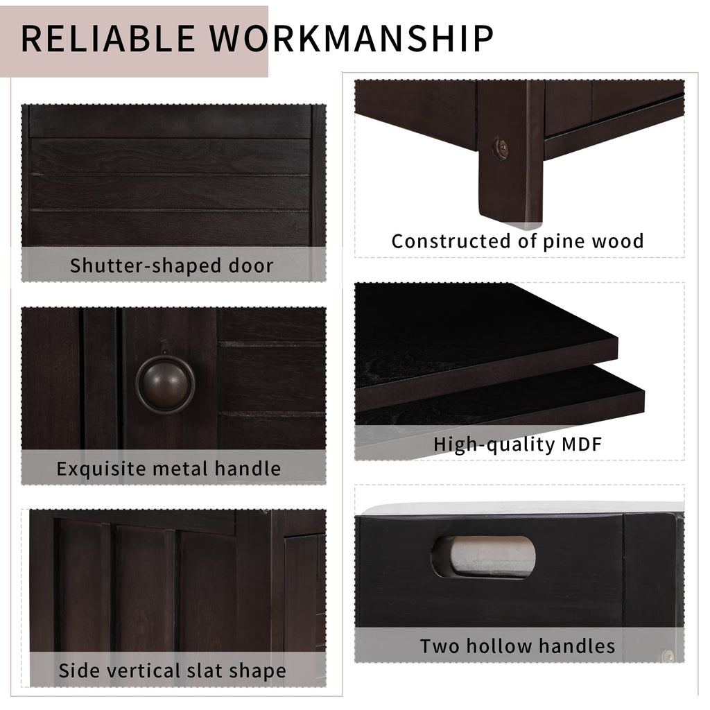 Farmhouse Solid WOD Entryway Bench with Seat Cushion Multifunctional Shoe Storage Cabinets Living Room Bedroom