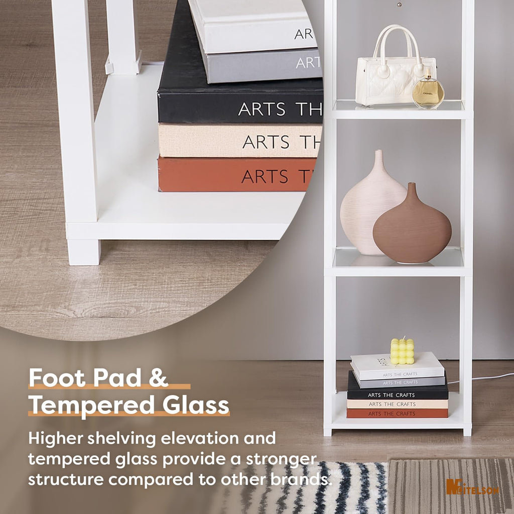 Floor Lamp with Shelves, Modern Standing Lamp with Tempered Glass, Large Display Shelf Lamp, Tall Lamps with Shelves