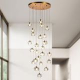 26-Light Crystal Chandeliers Long, 78W Staircase Raindrop Chandelier for High Ceiling Brass, Clear Crystal Pendants Large Ceiling Chandelier Lighting for Living Room Foyer A116-B0B6CN1HM9
