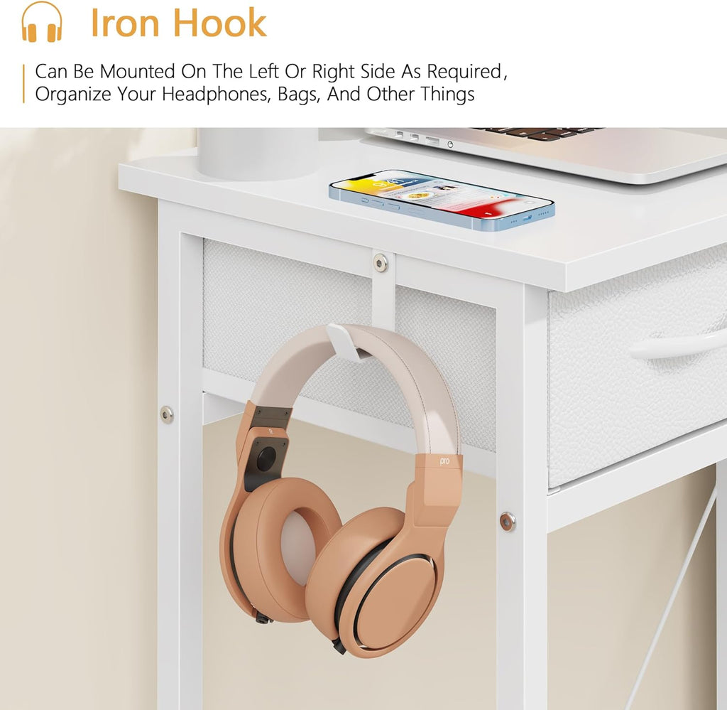 Small Desk with 5 Fabric Drawers, 33 Inch Writing Desk, Simple PC Desks for Small Place