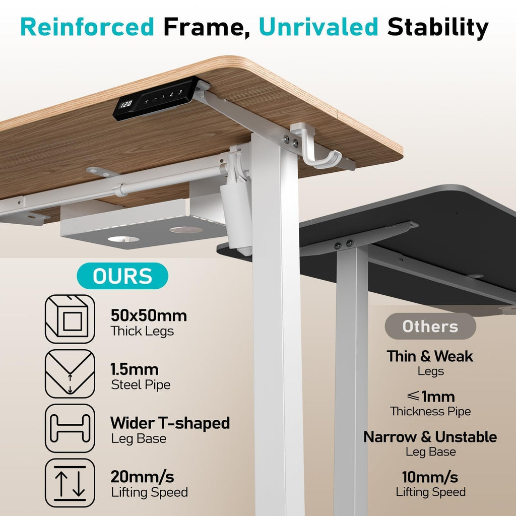 35" Electric Standing Desk, Small Sit Stand up Desk, Light Walnut