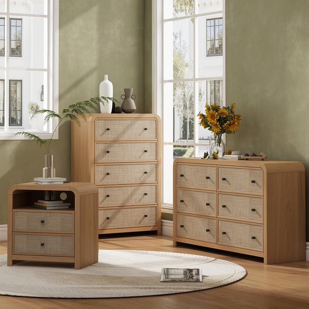 2 Drawer Tall, 23.6'' Rattan