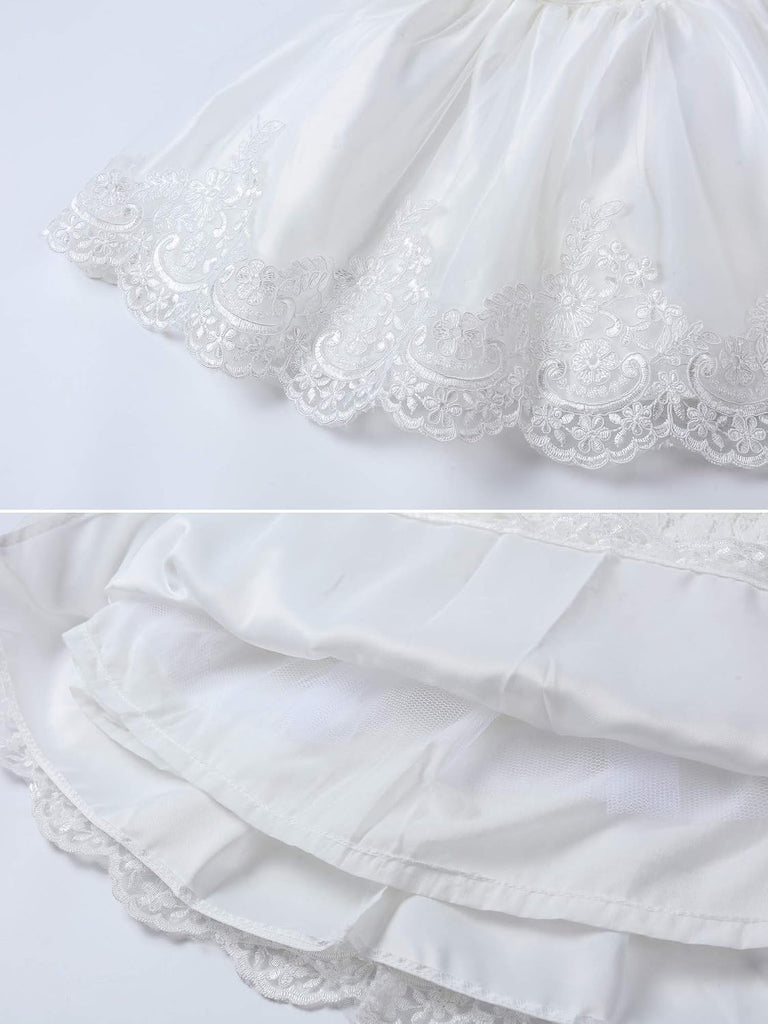 Baby Girls Ruffle Lace Bowknot Flower Dress for Pageant Party Wedding