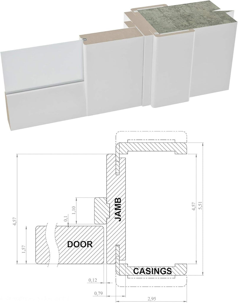 Quadro 4002 | Double Swing Interior French Doors with Glass with Frosted Glass, MDF, Hardware Includ