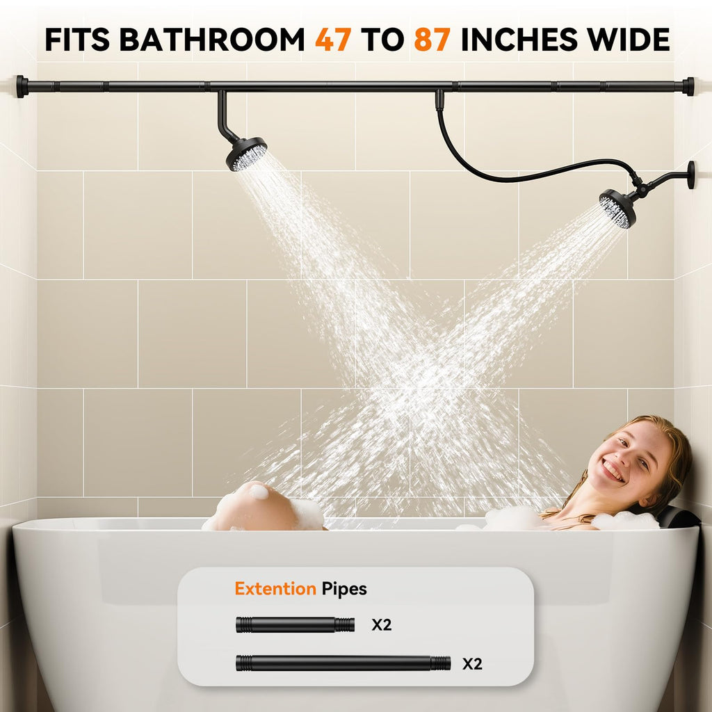 Dual Shower Head for Couples, Double Showerheads (Black)