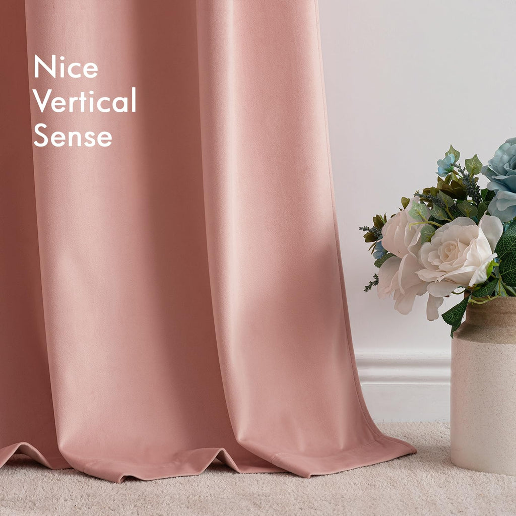 Light Pink Velvet Curtains 108 Inch Length 2 Panels