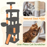 72 Inches Cat Tree for Large Cats, Multi-Level Tall Cat Tower, Widened Cat Condo with Large Scratch Board