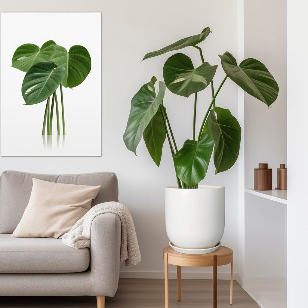 Plant Pot 12 inch - Ceramic Pot for Plants Indoor Outdoor Large Planter Pot with Drainage Hole and Saucer Mid-Century