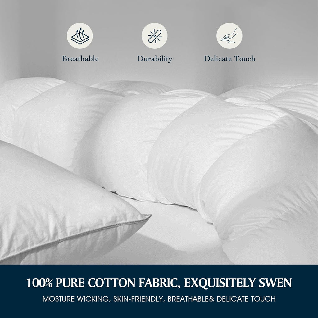 Goose Feather Down Fiber Cotton Comforter Queen - 100% Cotton Duvet Insert