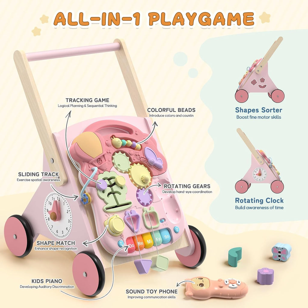 Wooden Baby Push Walker Toys for 1 Year Old Toddlers Montessori Gift