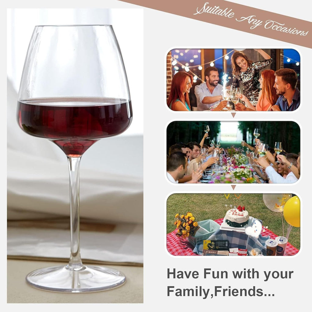 Floating Wine Glasses for Pool Unbreakable Tritan Plastic Red Wine Glasses with Stem Poolside Floating Cups 20.5 OZ