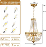 Mini French Empire Crystal Chandelier 4 Lights Pendant Lighting Fixture for Dining Living Room Foyer Kitchen Bedroom Entryway,Antique Brass,E12,19.7" Hx12.6 W A108-B0D4Q73LHB