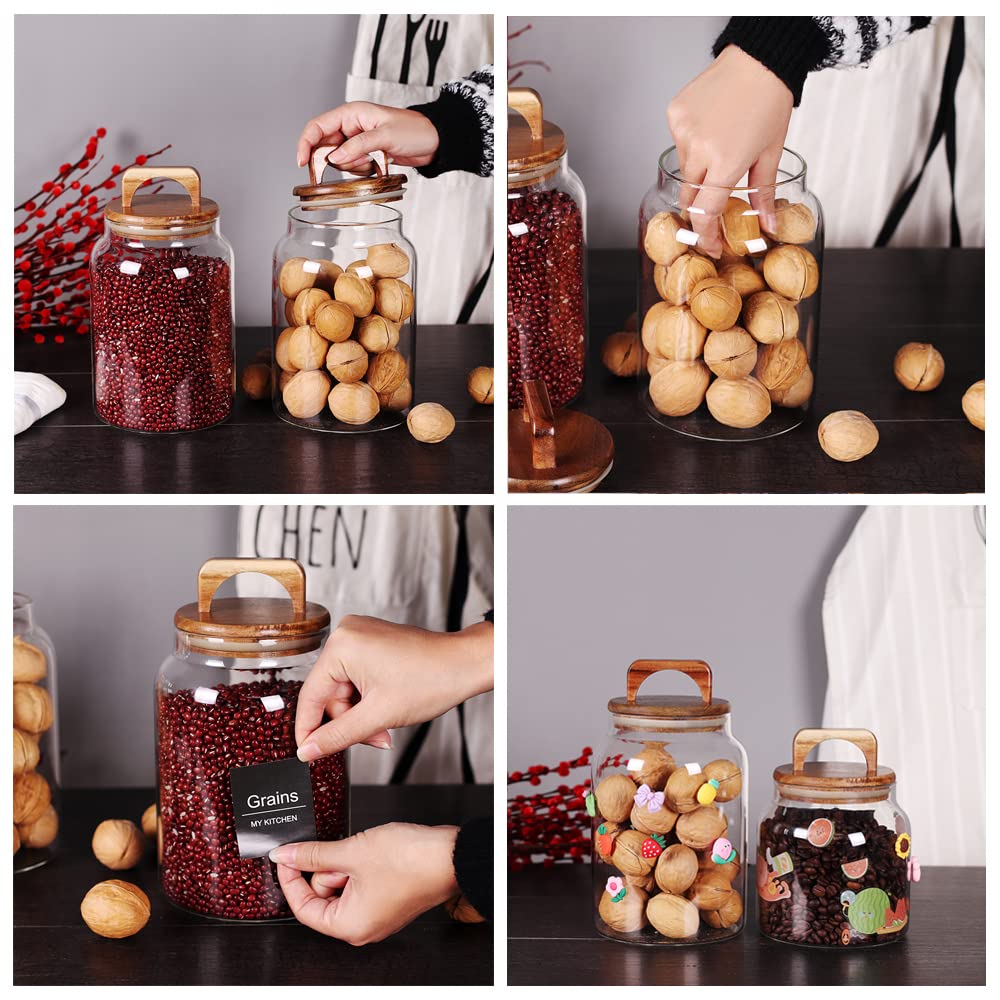 Canister Set of 2, Glass Kitchen Canisters