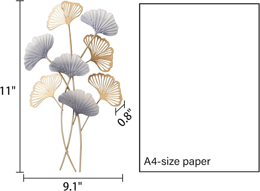 Modern Small Ginkgo Leaf Metal Wall Decor 9 X 11 Inches