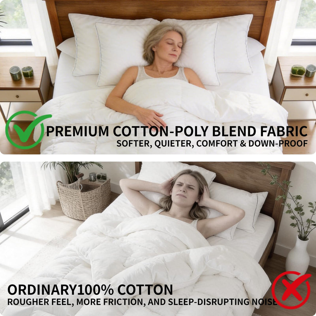 Queen Goose Down Fiber Comforter, All Season Duvet Insert, White