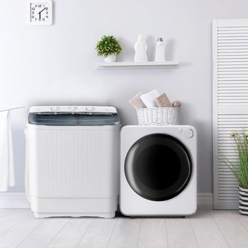 Portable Washer and Dryer Combo Set, 1.6 Cu.Ft Portable Clothes Dryers,22 lbs Twin Tub Washing Machine, Compact Washer