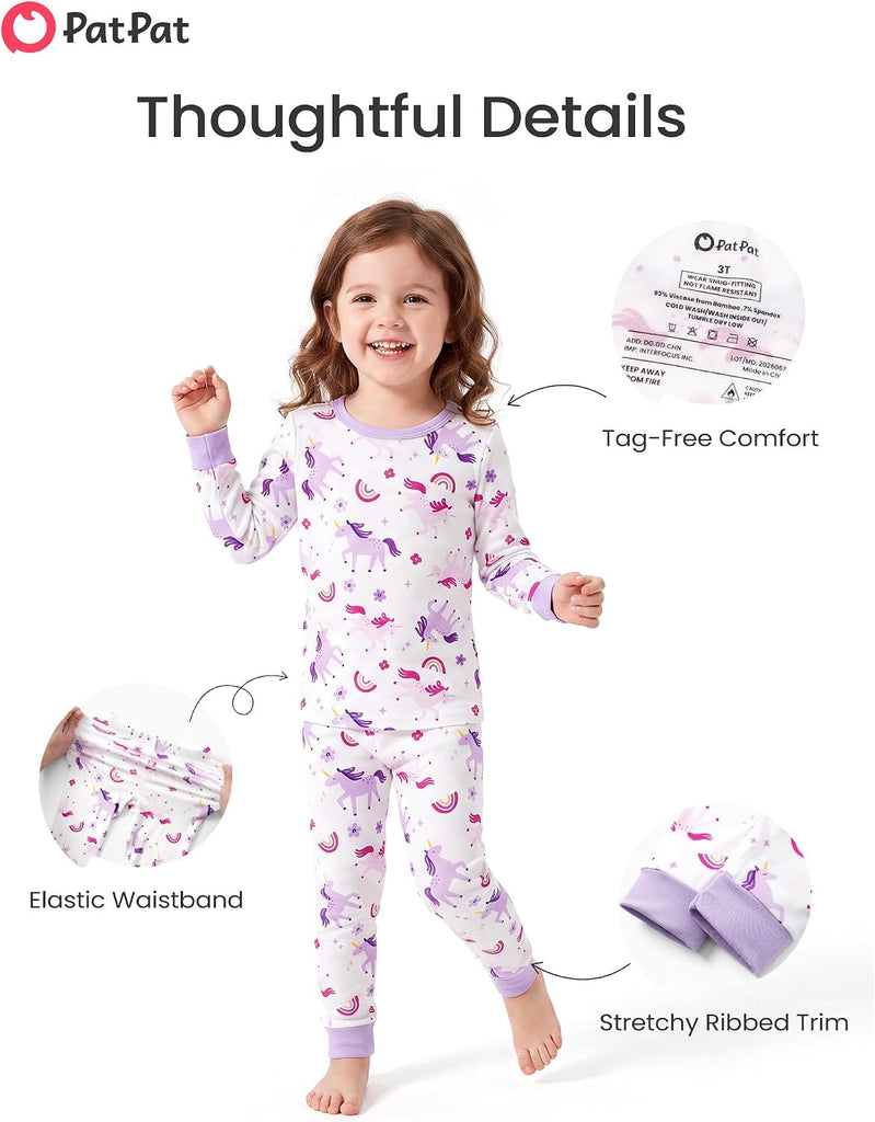 Bamboo Viscose Toddler Pajama Sets, piece PJs for Baby Girls Boys