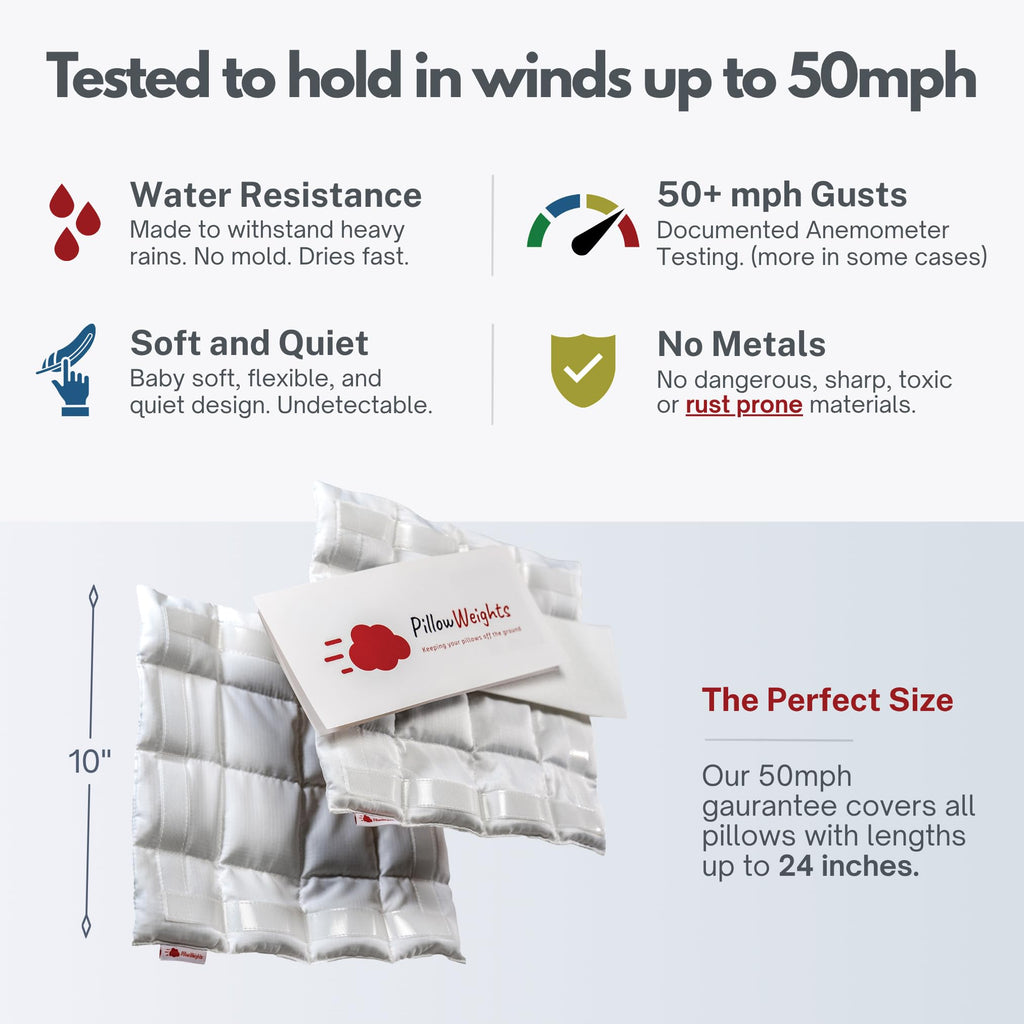 Outdoor Pillow Weights - Invisible Weighted Inserts to Keep Outdoor Cushions in Place on Windy Patios, Decks, Yachts