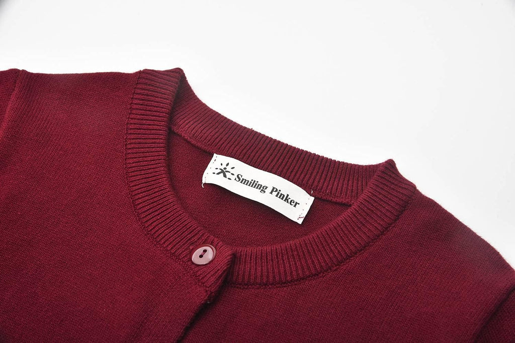 Girl School Uniform Sweater Anti-Pill Cotton Cardigan Crew Neck