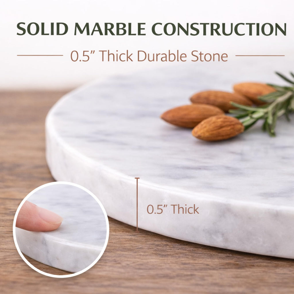 Round Marble Cheese Board with Non-Slip Feet