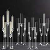 4 Sets 5 Arms Acrylic Candelabra Centerpieces for Tables,Clear Candle Holder,Ceremony Dinner Party, 27" Tall