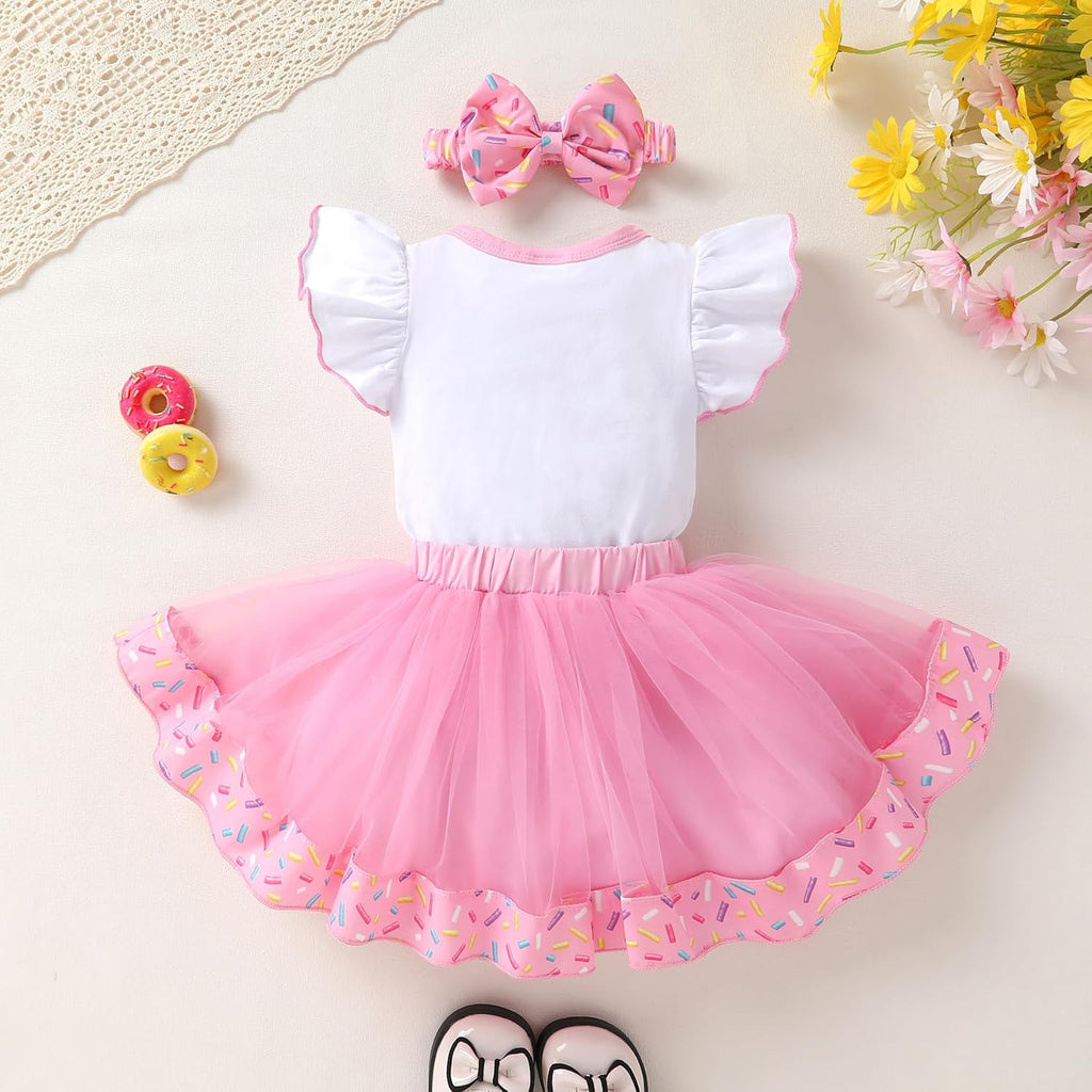 Baby Girls 1st Birthday Outfit ONE Romper Tulle Tutu Skirt with Headband Sets Baby First Princess Dress