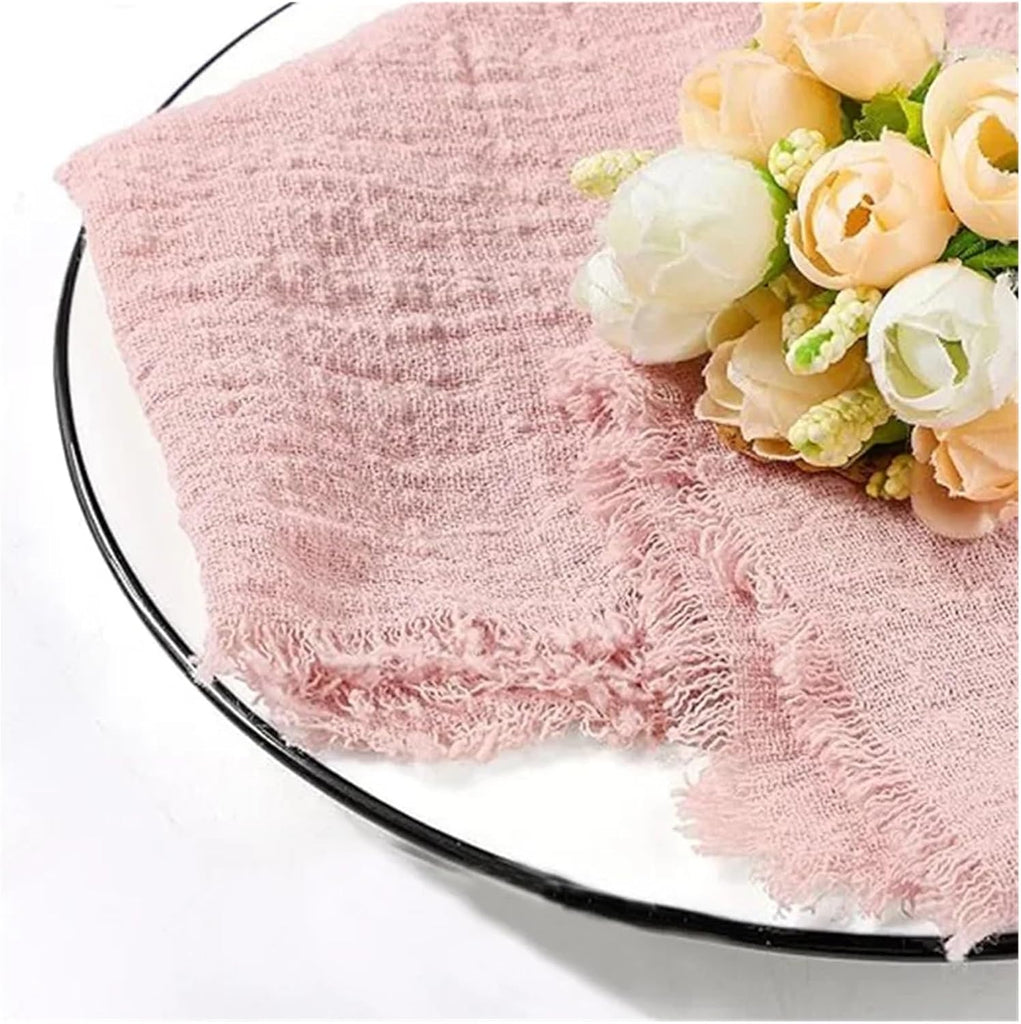 Linen Napkins 12pcs Washed Cotton and Linen Tasseled Edge Napkin Tablecloth Japanese Pleated Tea Tow