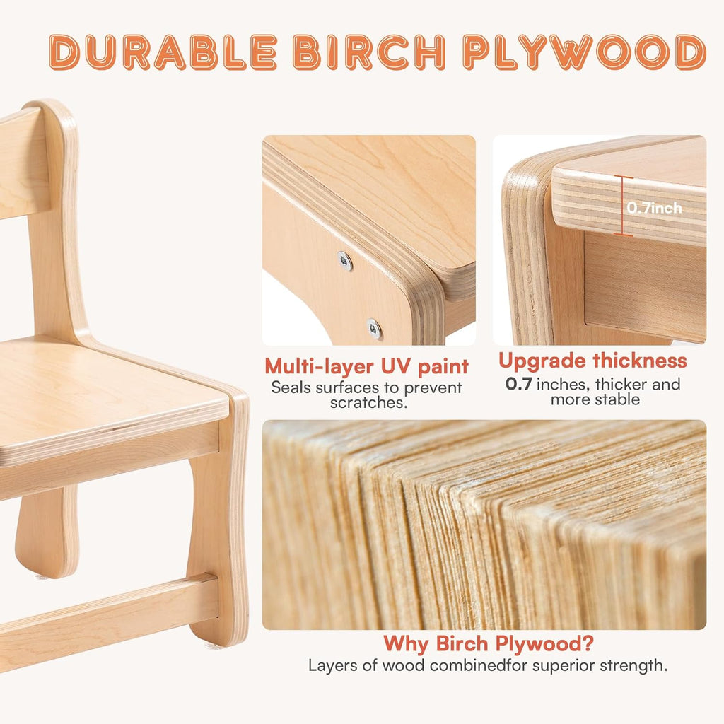 Kids Wooden Chairs, PCS Toddler Chairs for Table for Playroom, Children's Wooden Playroom Furniture, Kids Furniture