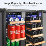 Upgraded Wine and Beverage Refrigerator 24 Inch, Dual Zone Wine Beverage Cooler 