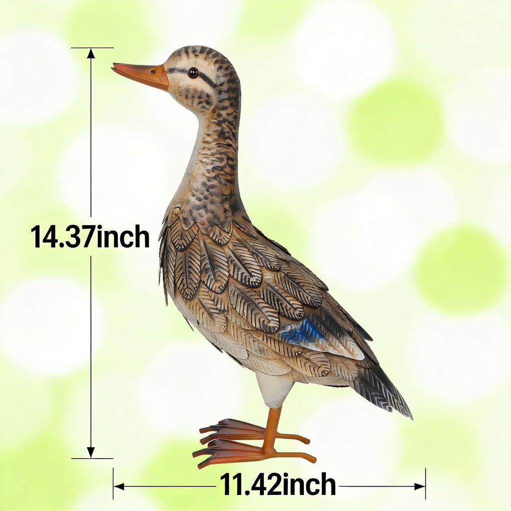 Garden Statue Metal Duck Life-Size Mallard Indoor Outdoor Decor Handmade Iron
