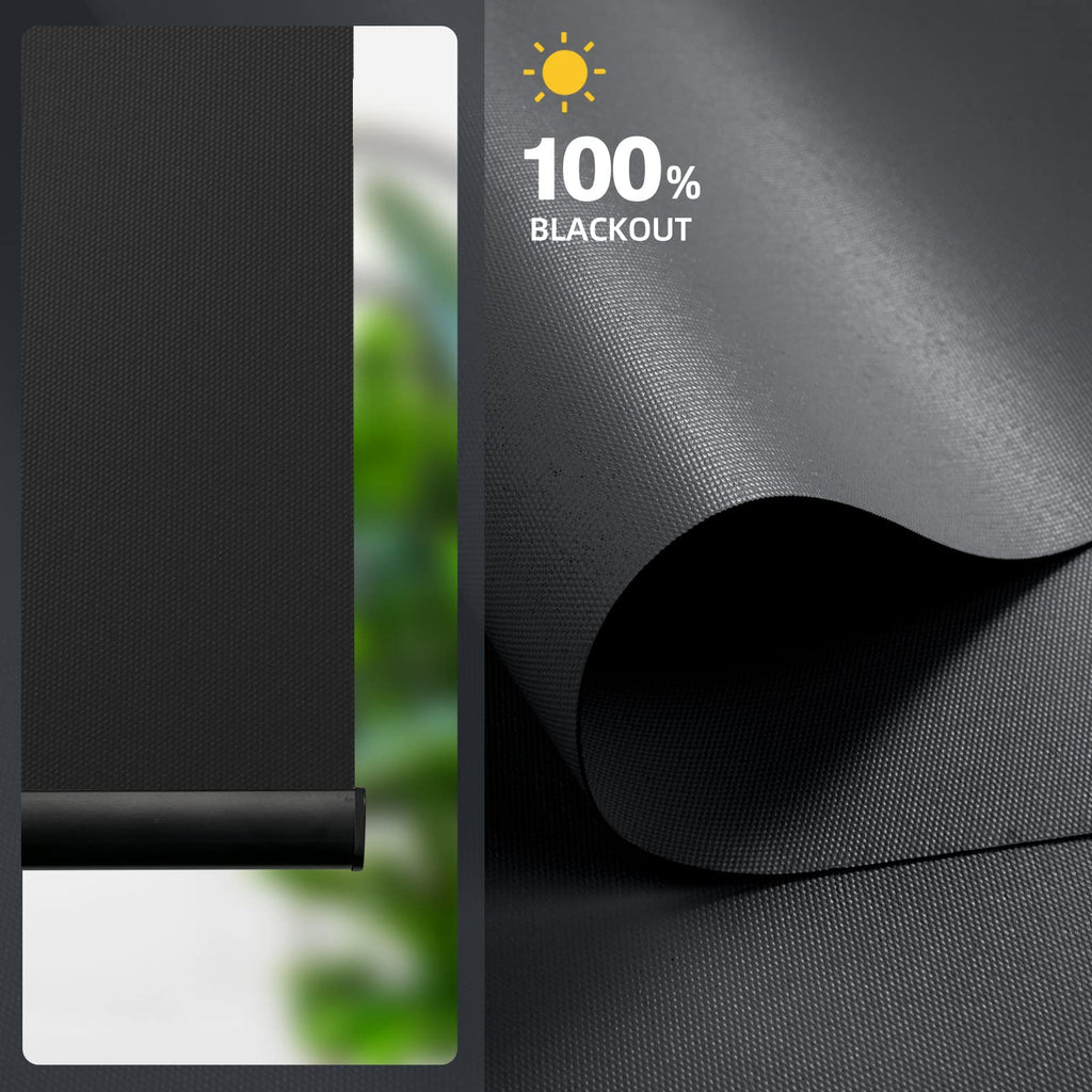 Motorized Smart Roller Shades with Remote, Full Blackout Black