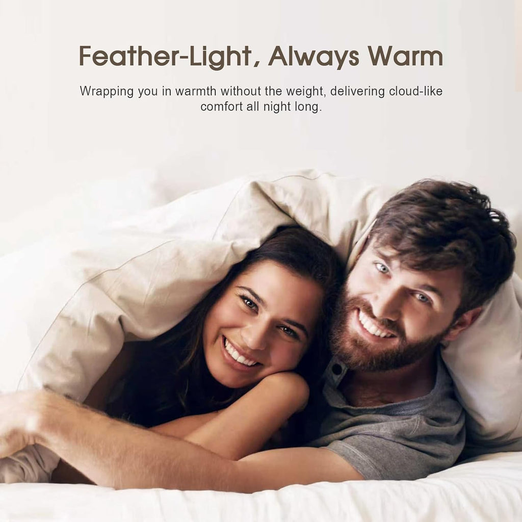 Feather and Down Fibres Comforter Queen - 100% Organic Cotton, Quill-Free & Ethical