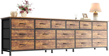77.6" Long Dresser, 16 Drawer Fabric Dresser for Closet, Wide Chest of Drawers with Storage, TV Stand for 65, 75, 85
