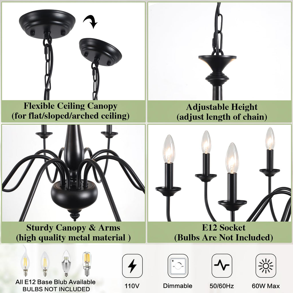 Farmhouse Chandeliers Light Fixture Black Chandelier