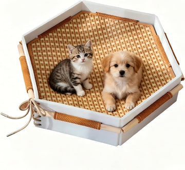 General Cat Bed, Handwoven Cat Basket with Removable Swing Mat & Play Rope