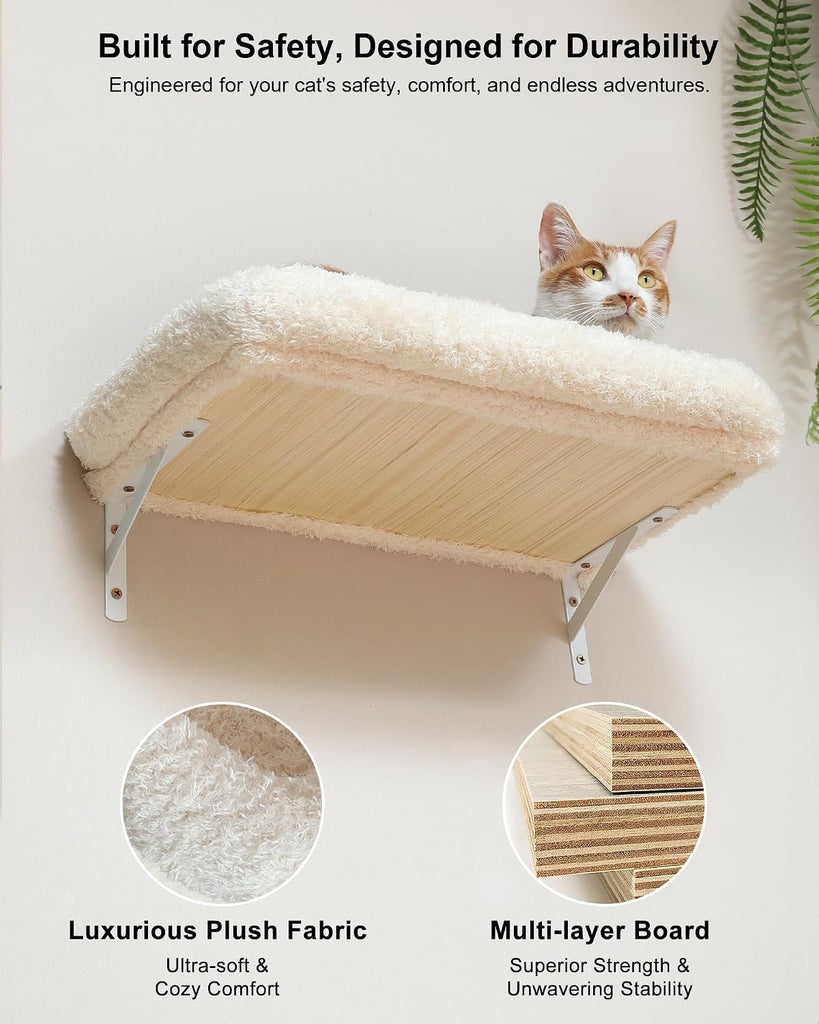 Cat Wall Shelves Set, 70 inch Wall Mounted Tree, Beige