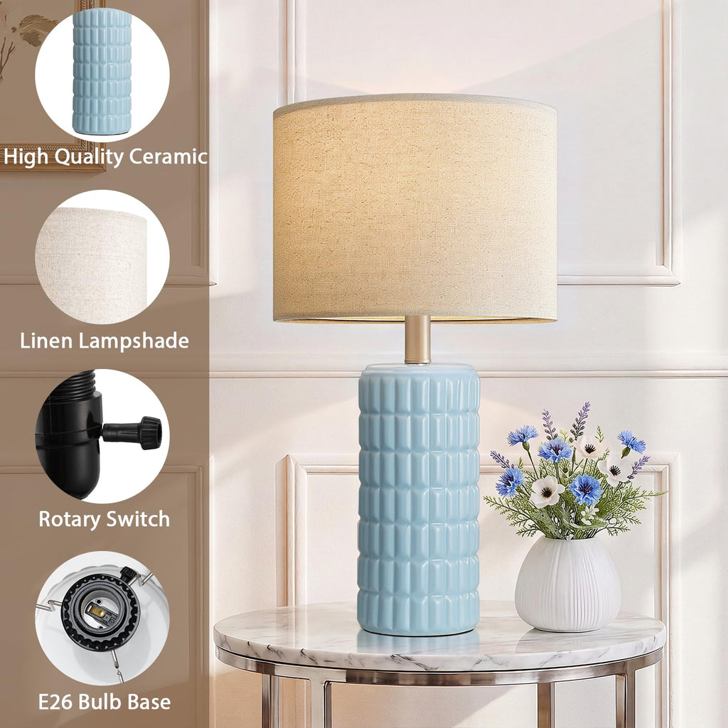 23" Modern Ceramic Table Lamps, Lamps, Sky Blue