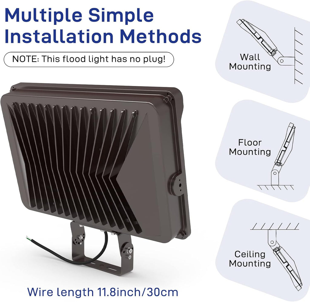 LED Flood Light 150W 2 Pack 18000LM 5000K Daylight IP65 Waterproof Outdoor Floodlights UL Certified for