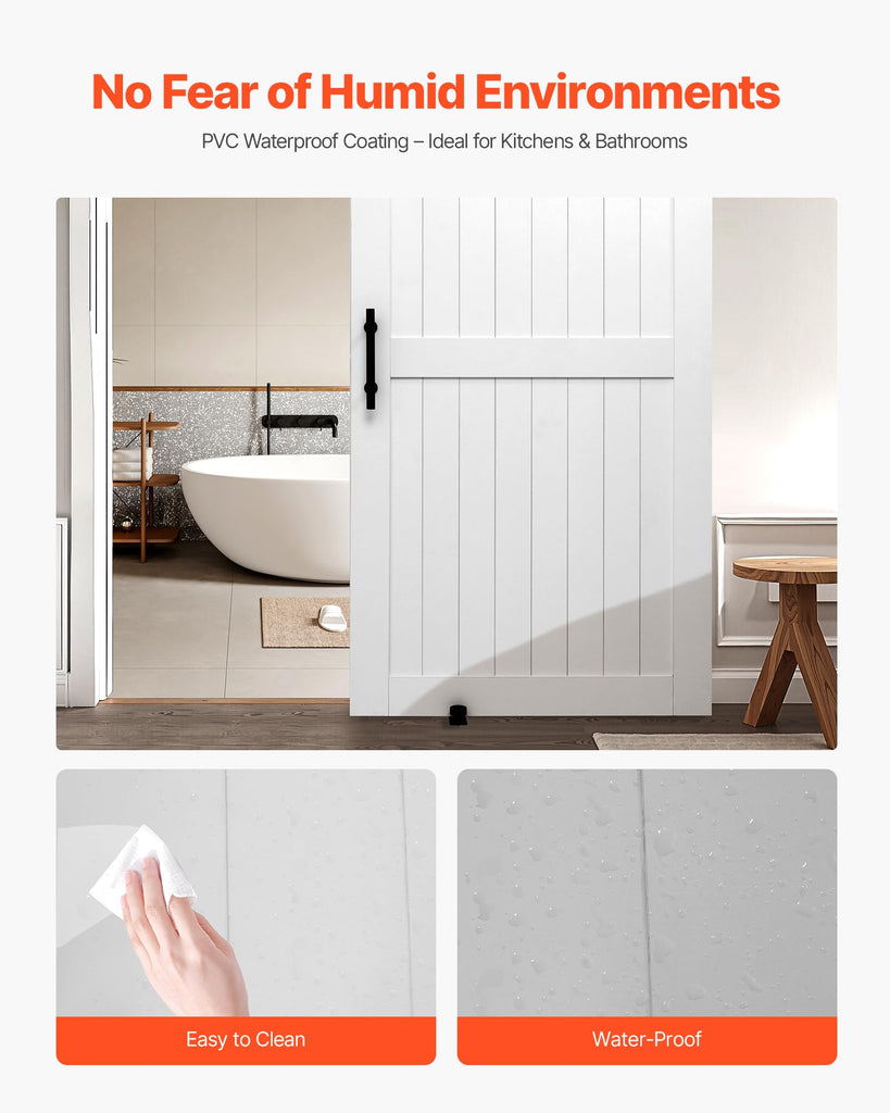 Sliding Barn Door, 42 x 84 inch, High-Strength MDF Panel, Barn Door with Hardware Kit, Water-Proof PVC Surface, Easy