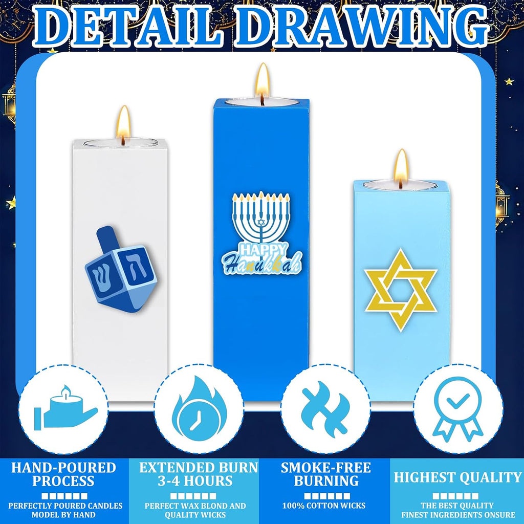 Set Hanukkah Tealight Candle Holder Chanukah Tea Light Votive Candle Hanukkah Table Decorations for Chanukah Jewish - Set of 6
